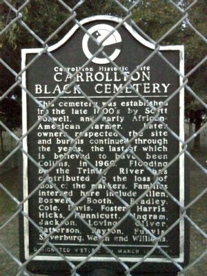 Carrollton Black Cemetery Marker. Click for full size. Carrollton Black Cemetery Marker image. Click for full size.