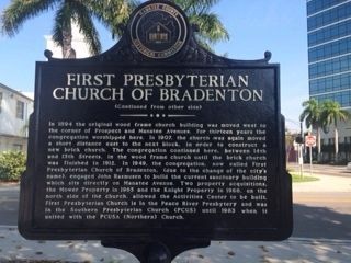 First Presbyterian Church of Bradenton Marker (side 2) image. Click for full size.