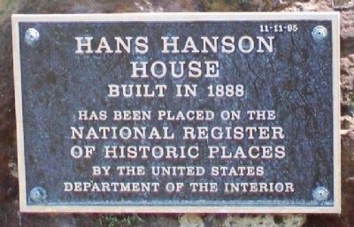 Hans Hanson House NRHP Marker image. Click for full size.
