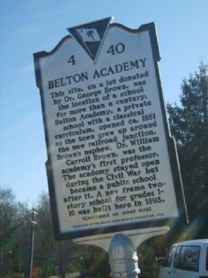 Belton Academy / Central School Marker<b>Front<b> image. Click for full size.