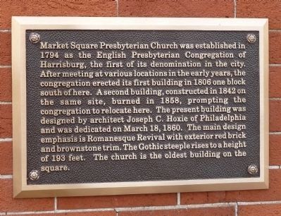 Market Square Presbyterian Church Bronze Plaque image. Click for full size.