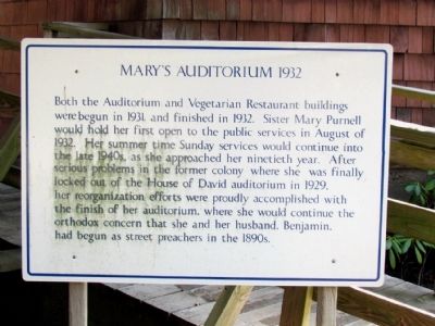 Informational Sign on Marys Auditorium image. Click for full size.