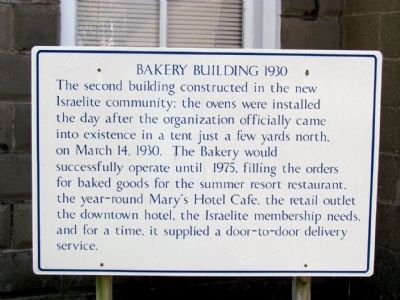 Informational Sign on Bakery Building 1930 image. Click for full size.