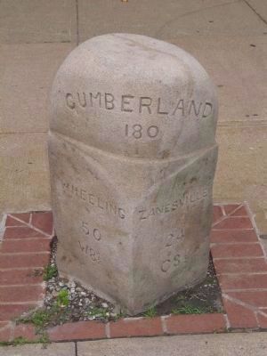 National Road Milestone<br>(Next to the Civil War Monument). Click for full size. National Road Milestone<br>(Next to the Civil War Monument) image. Click for full size.