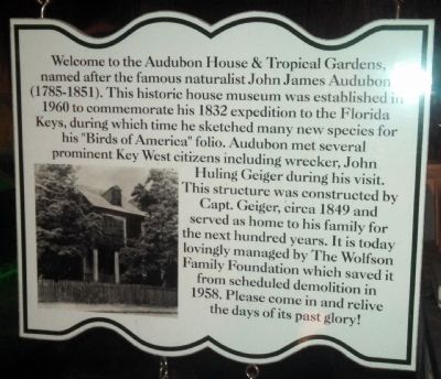 Audubon House & Tropical Garden Sign image. Click for full size.