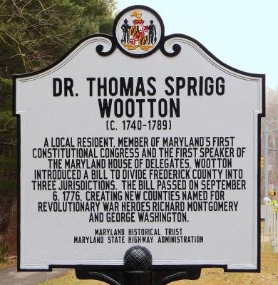 Dr. Thomas Sprigg Wootton<br>(c. 1740-1789) Marker image. Click for full size.