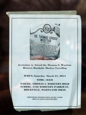 Invitation to Attend<br>the Thomas S. Wootton<br>Historic Roadside Marker Unveiling image. Click for full size.