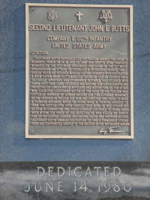 Second Lieutenant John E. Butts Memorial image. Click for full size.