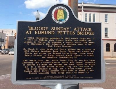 Bloody Sunday Attack at Pettus Bridge marker. image. Click for full size.