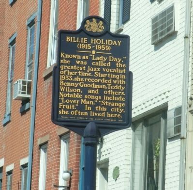 Billie Holiday Marker image. Click for full size.