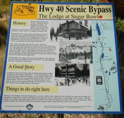 The Lodge at Sugar Bowl Marker. Click for full size. The Lodge at Sugar Bowl Marker image. Click for full size.