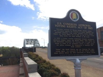 View of Edmund Pettus Bridge from marker.. Click for full size. View of Edmund Pettus Bridge from marker. image. Click for full size.
