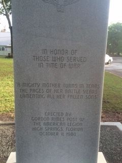 American Legion Veterans Memorial (front) image. Click for full size.