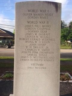 American Legion Veterans Memorial (rear). Click for full size. American Legion Veterans Memorial (rear) image. Click for full size.