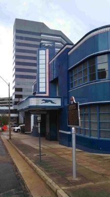 Restored Greyhound Bus Station & Marker. Click for full size. Restored Greyhound Bus Station & Marker image. Click for full size.