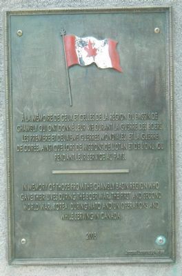 Fort Chambly Cemetery Marker, back image. Click for full size.