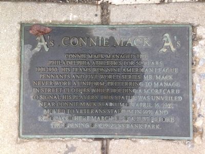 Connie Mack Marker image. Click for full size.