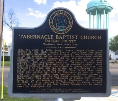 Tabernacle Baptist Church Marker (Side 2) image. Click for full size.