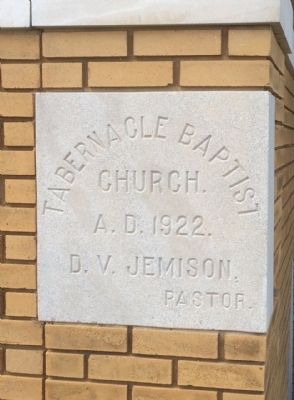 Tabernacle Baptist Church cornerstone. image. Click for more information.