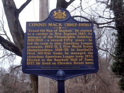 Connie Mack Marker image. Click for full size.