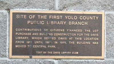 Site of the First Yolo County Public Library Branch Marker image. Click for full size.