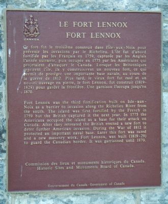 Fort Lennox Marker image. Click for full size.