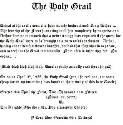 The Holy Grail Marker image. Click for full size.