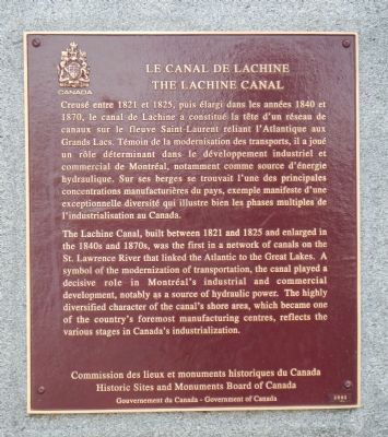 The Lachine Canal Marker. Click for full size. The Lachine Canal Marker image. Click for full size.
