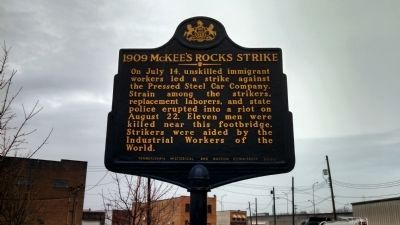1909 McKee's Rocks Strike Marker. Click for full size. 1909 McKee's Rocks Strike Marker image. Click for full size.