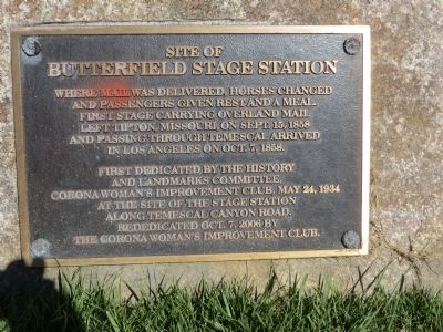 Site of Butterfield Stage Station Marker. Click for full size. Site of Butterfield Stage Station Marker image. Click for full size.