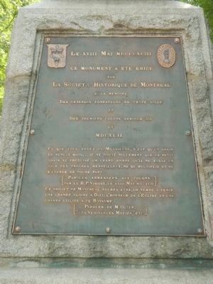 Montréal’s Founders and First Colonists Monument, Dedication panel. Click for full size. Montréal’s Founders and First Colonists Monument, Dedication panel image. Click for full size.