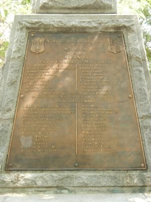 Montrals Founders and First Colonists Monument, Early Colonists panel image. Click for full size.