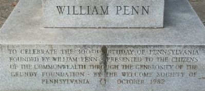 William Penn Monument Inscription image. Click for full size.