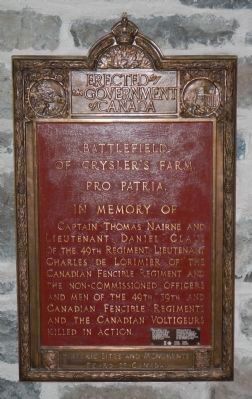Battlefield of Chrysler�s Farm memorial plaque image. Click for full size.