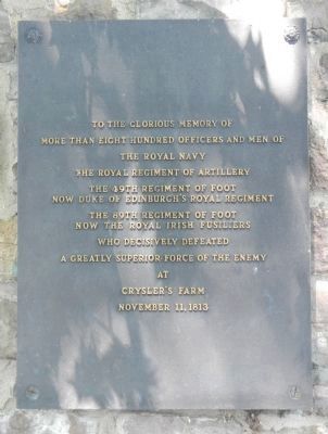 Battlefield of Chryslers Farm memorial plaque image. Click for full size.