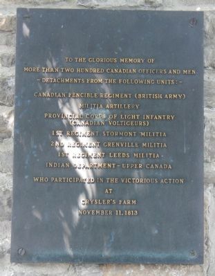 Battlefield of Chrysler�s Farm memorial plaque image. Click for full size.