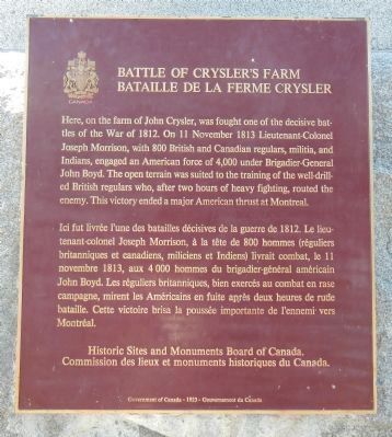 Battle of Cryslers Farm Marker image. Click for full size.
