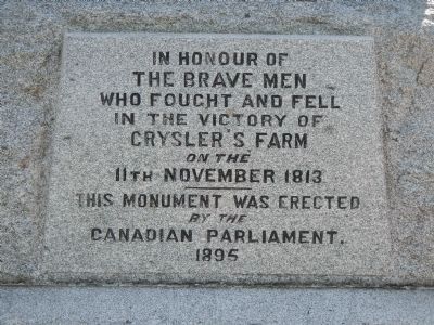 Battle of Crysler’s Farm Monument. Click for full size. Battle of Crysler’s Farm Monument image. Click for full size.