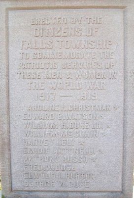 Falls Township World War Memorial Dedication. Click for full size. Falls Township World War Memorial Dedication image. Click for full size.