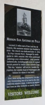 Mission San Antonio de Pala Marker. Click for full size. Mission San Antonio de Pala Marker image. Click for full size.