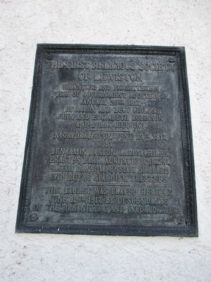 The First Religious Society of Lewiston Marker image. Click for full size.