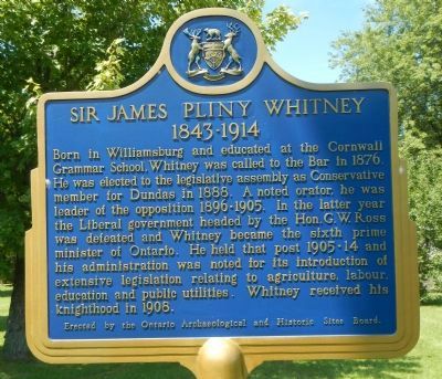 Sir James Pliny Whitney Marker image. Click for full size.