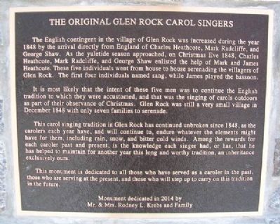 The Original Glen Rock Carol Singers Marker image. Click for full size.