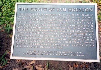 Death of Sam Houston Marker image. Click for full size.