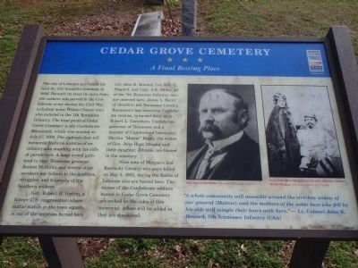 Cedar Grove Cemetery (Civil War Trail Marker) image. Click for full size.