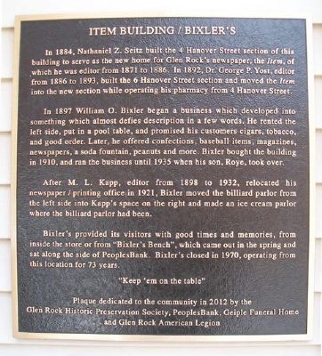 Item Building / Bixler's Marker. Click for full size. Item Building / Bixler's Marker image. Click for full size.