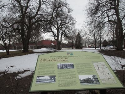 Village of Orchard Park Marker with Depot in Background image. Click for full size.