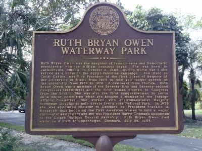 Ruth Bryan Owen Waterway Park Marker. Click for full size. Ruth Bryan Owen Waterway Park Marker image. Click for full size.