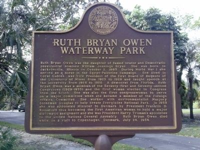 Ruth Bryan Owen Waterway Park Marker image. Click for full size.