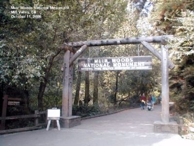 Entrance sign to Muir Woods National Monument image. Click for full size.